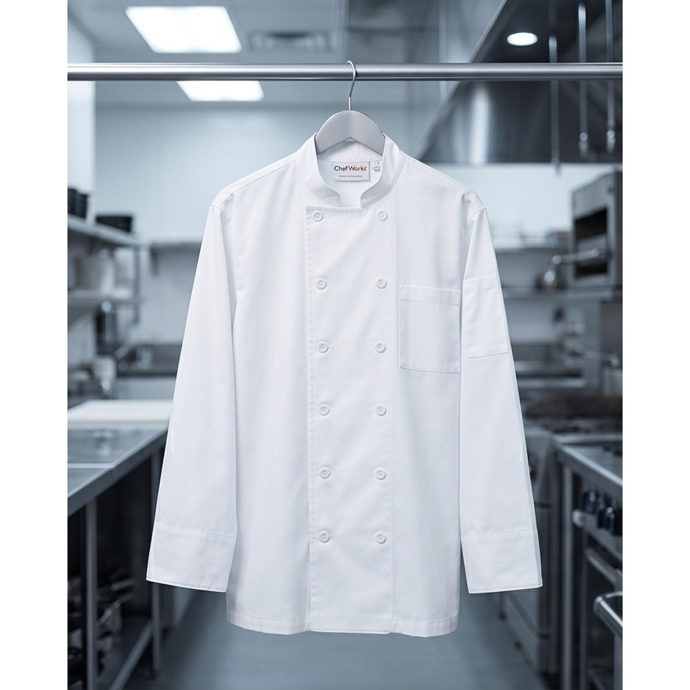 Chef Works‎ Unisex L Basic Chef Coat White Long Sleeve Poly Cotton Large NEW